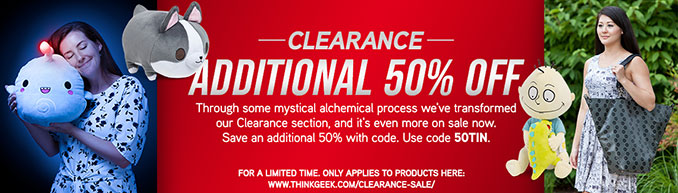 Extra 50% Off ThinkGeek Clearance Promo Code