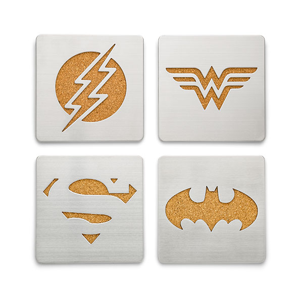 Justice League Laser-Cut Metal Coasters
