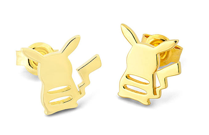 Pokémon Pikachu Gold Back Silhouette Stud Earrings