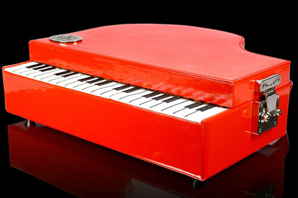Portable Red Piano Makeup Case