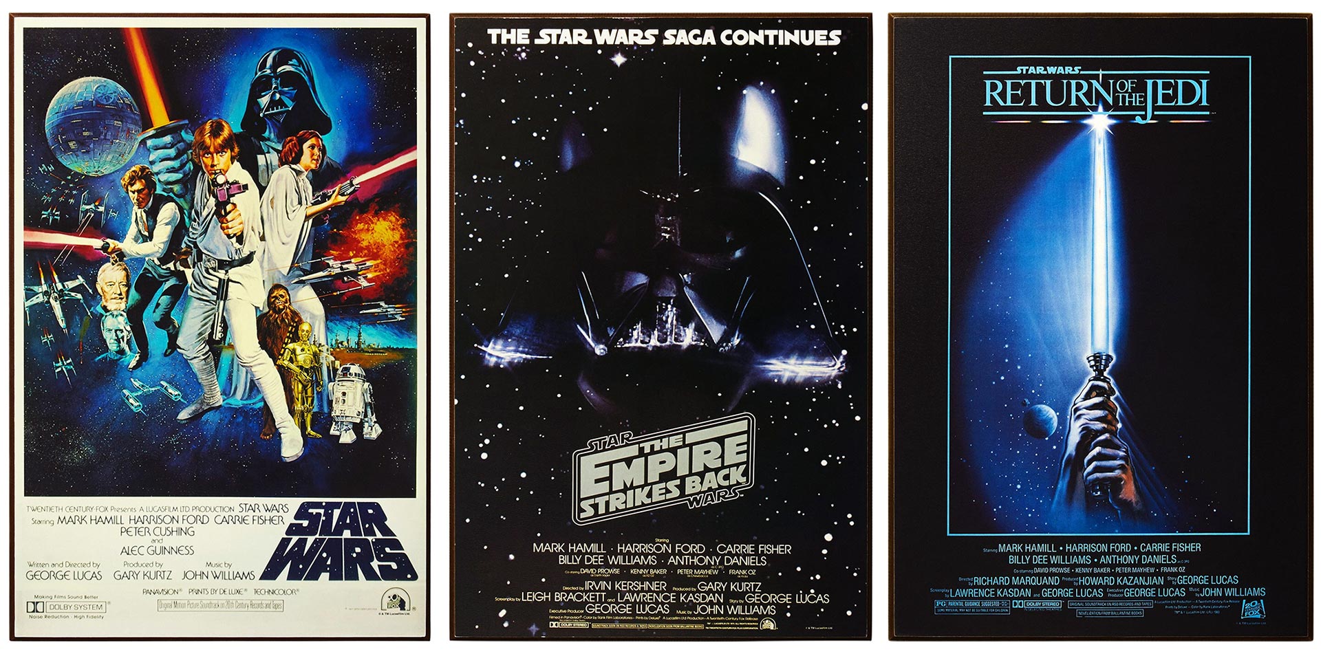 A collection of vintage Star Wars posters from around the world