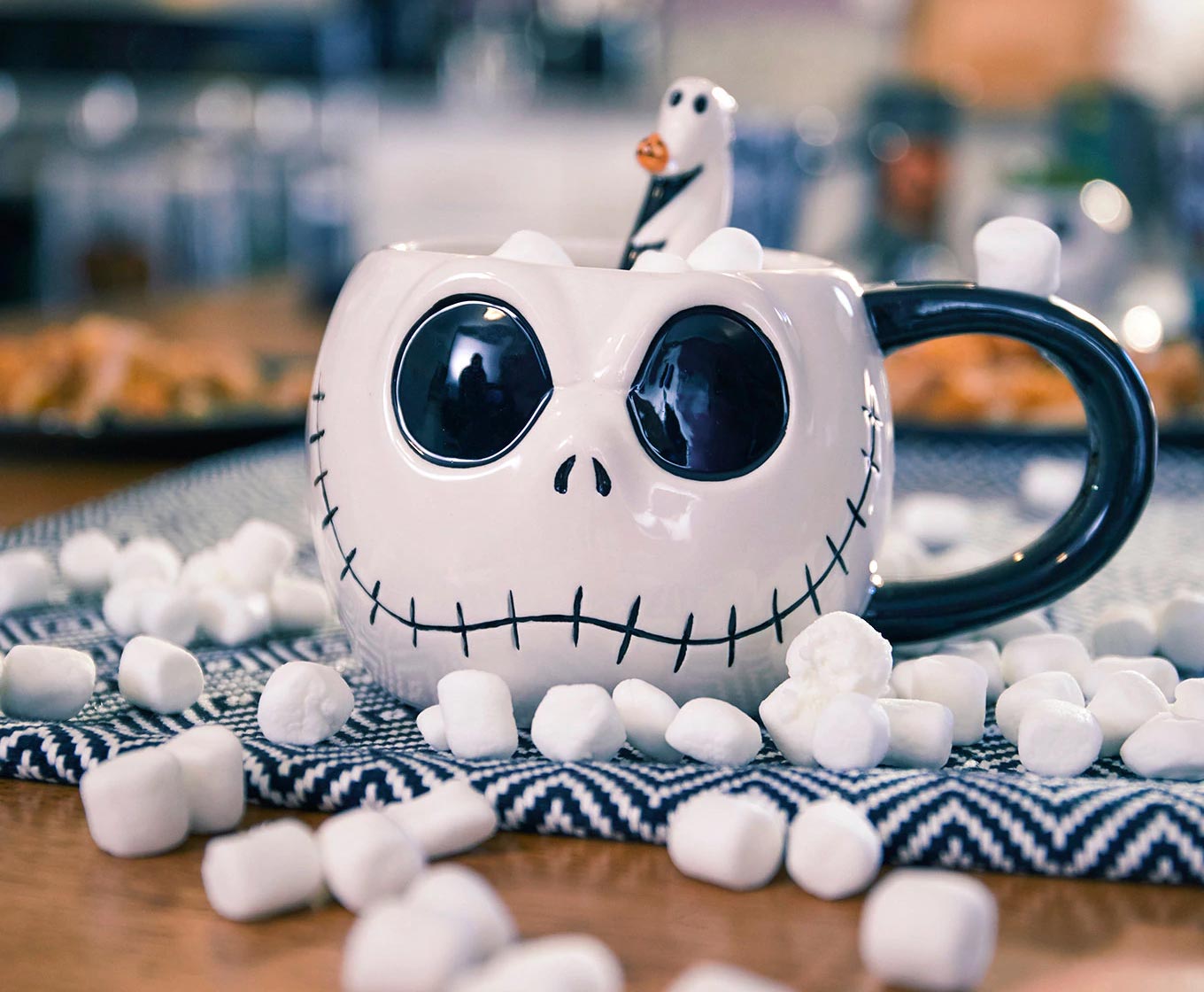 Disney Nightmare Before Christmas Sugar Skulls Jack and Sally Ceramic Mug  Set