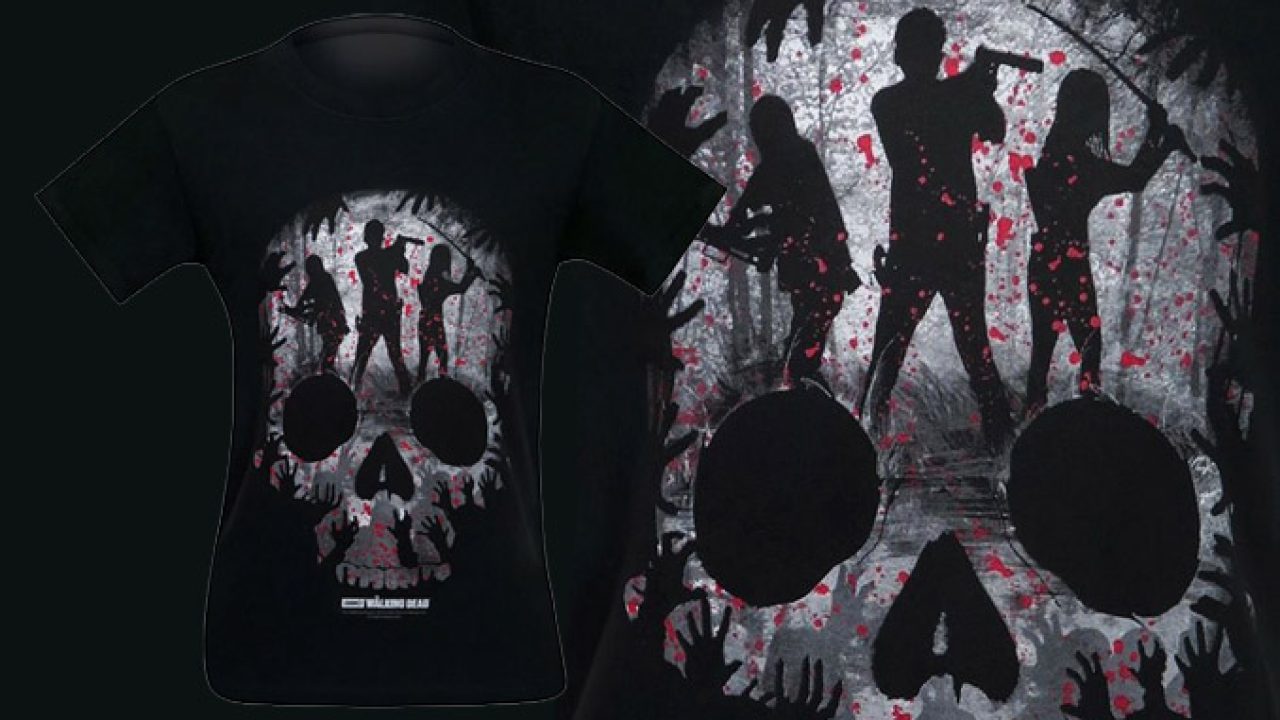 Walking Dead Skull Heroes Montage T-Shirt