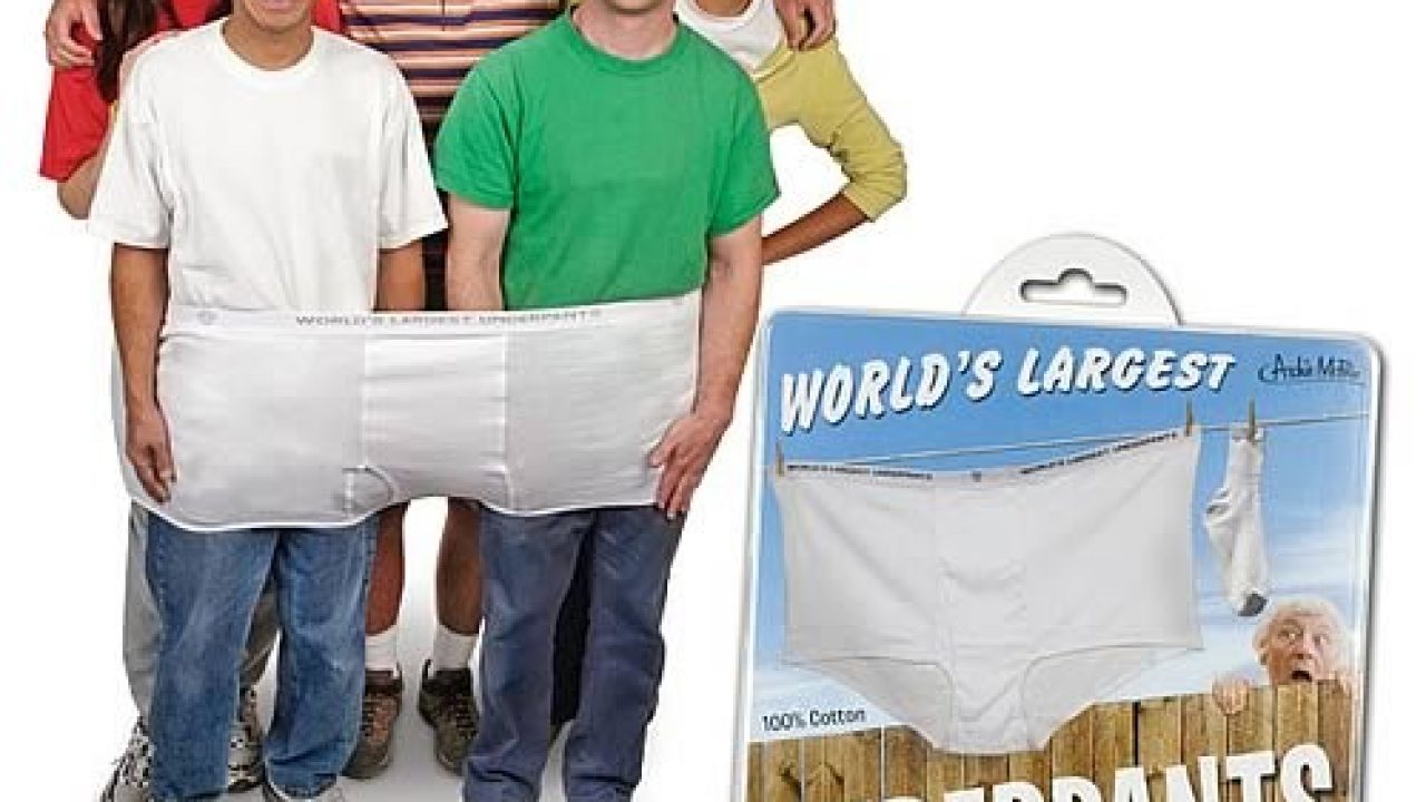 World's Largest Underpants Gag Gift From Archie Mcphee's 100 Inch Waist  Underwear for Men Tighty Whities in Giant Size for Prank Gifts 
