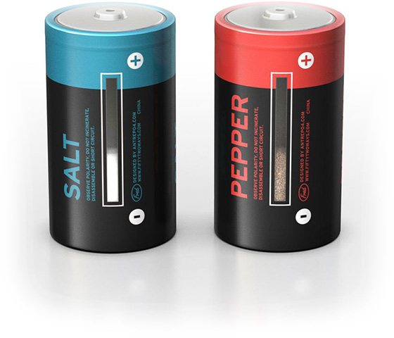 Geektastic Kitchenware: Battery Salt and Pepper Shakers by Antrepo Design